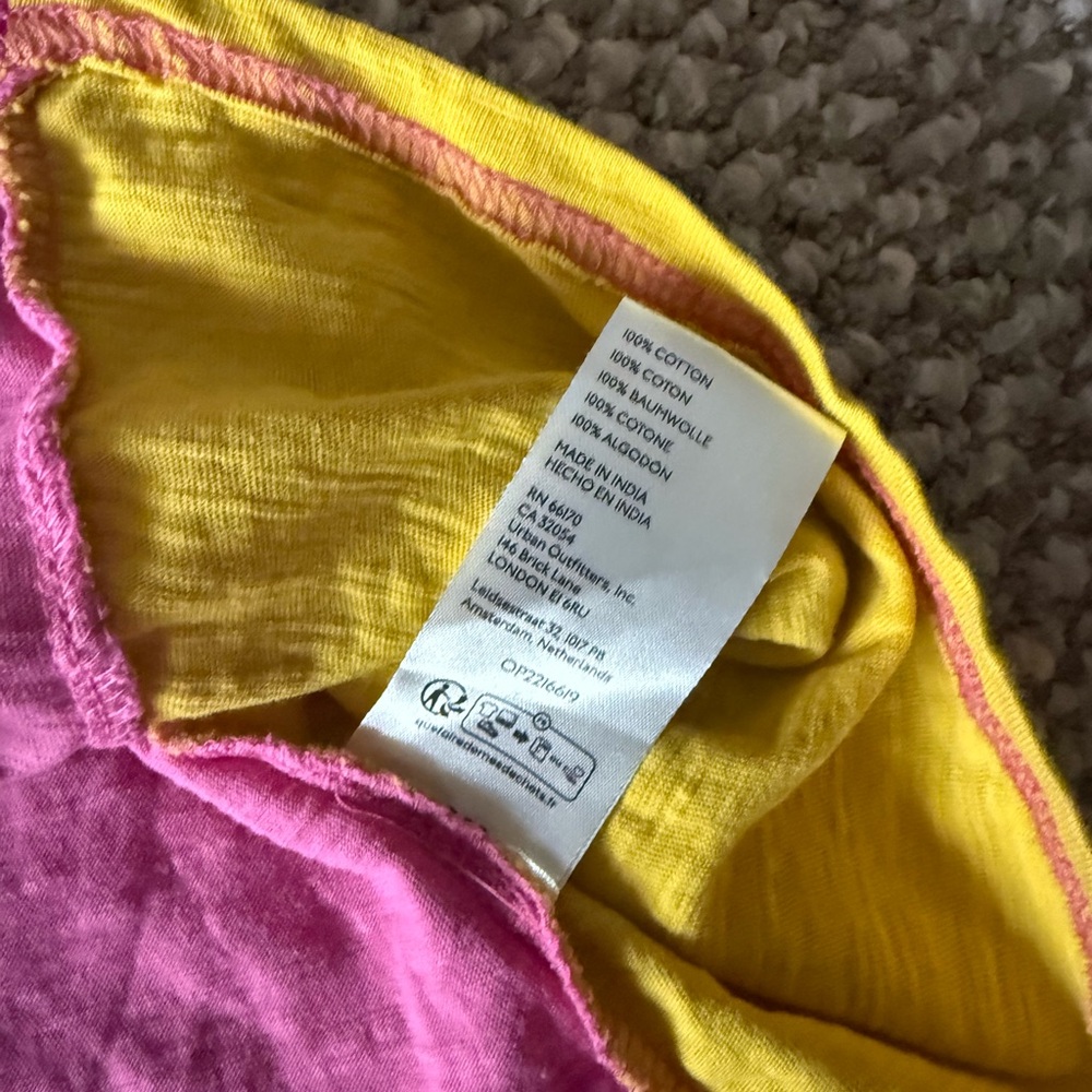 Anthropologie Pilcro The Bennie Cotton Slub Crewneck Tee Pink Yellow 3X - Picture 7 of 8